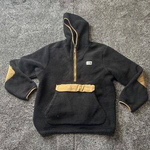 The North Face Jacket Mens XL Black Anorak Fleece Hooded 1/4 Zip Pockets